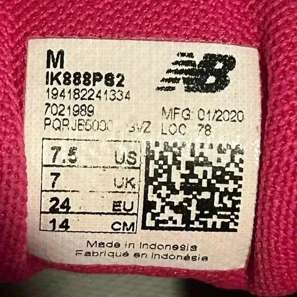 New Balance 888 V2 Toddler Sz. 7.5 Athletic Shoes,Fuchsia - Picture 9 of 9